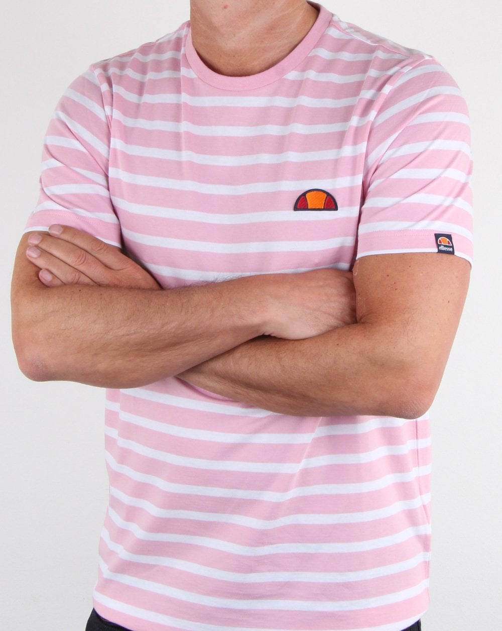 Ellesse Stripe T Shirt Light Pink