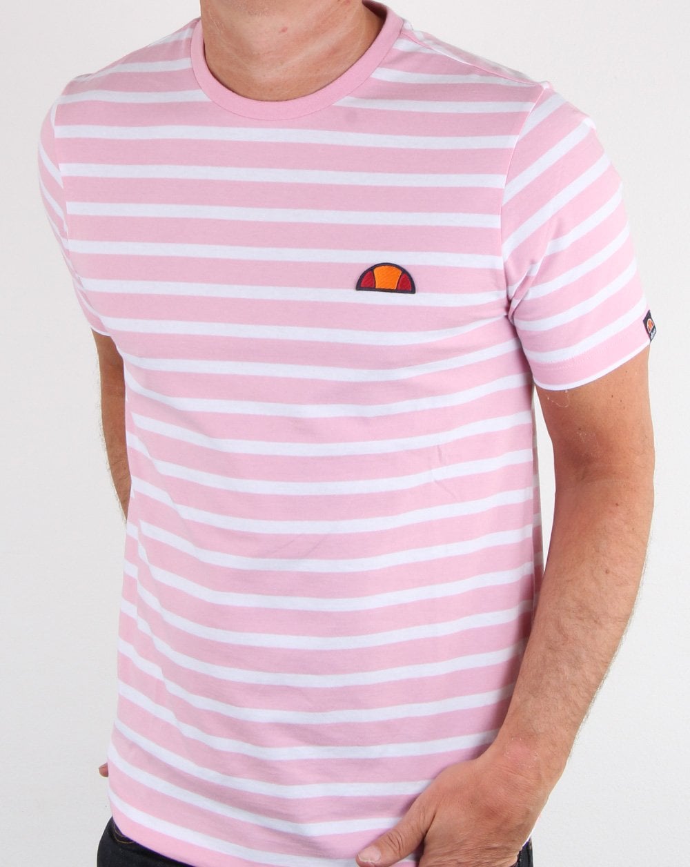 Ellesse Stripe T Shirt Light Pink