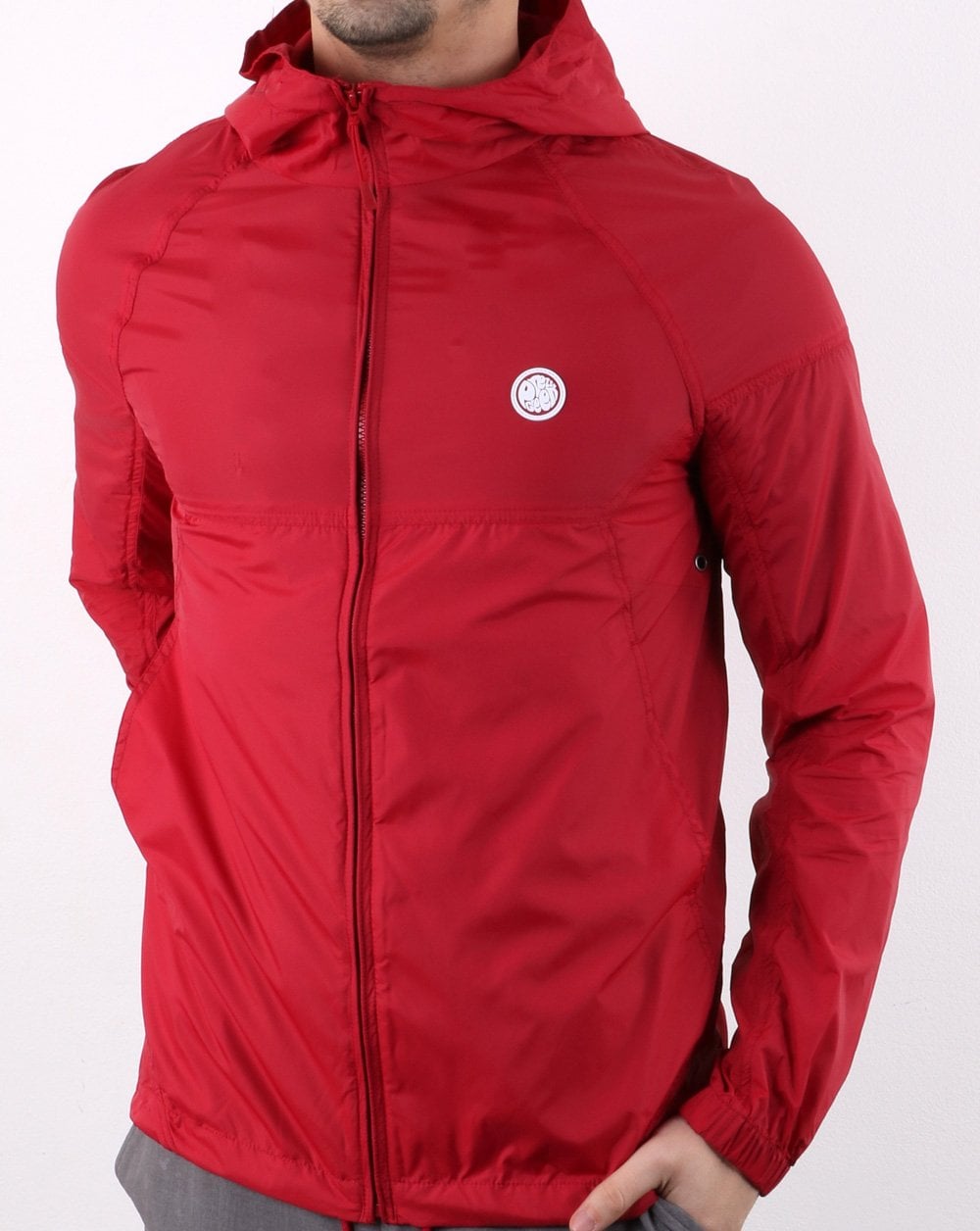 Pretty Green Lightweight Zip Up Hooded Jacket Red
