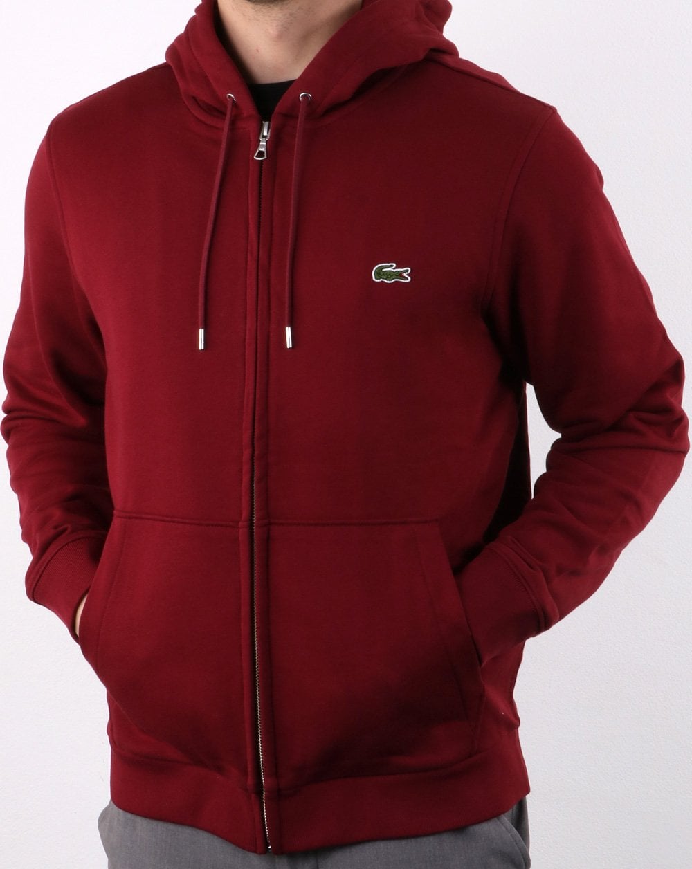 Lacoste Hooded Full Zip Sweatshirt Deep Red