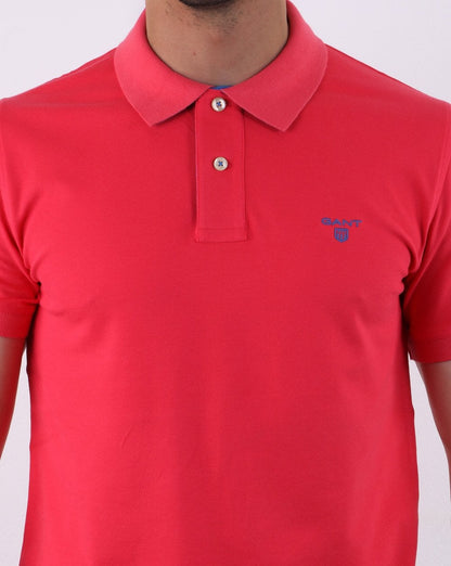 Gant Contrast Collar Polo Shirt Fuscha Pink