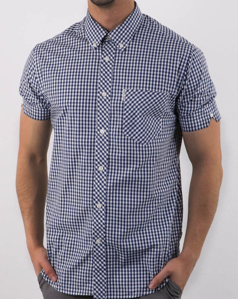 Ben Sherman Gingham Short Sleeve Shirt Dark Blue