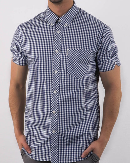 Ben Sherman Gingham Short Sleeve Shirt Dark Blue