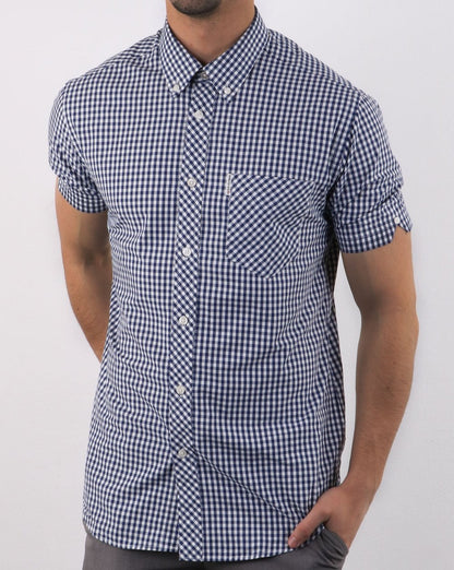 Ben Sherman Gingham Short Sleeve Shirt Dark Blue