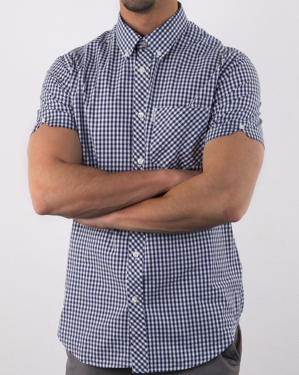 Ben Sherman Gingham Short Sleeve Shirt Dark Blue