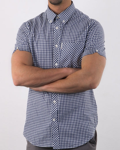 Ben Sherman Gingham Short Sleeve Shirt Dark Blue
