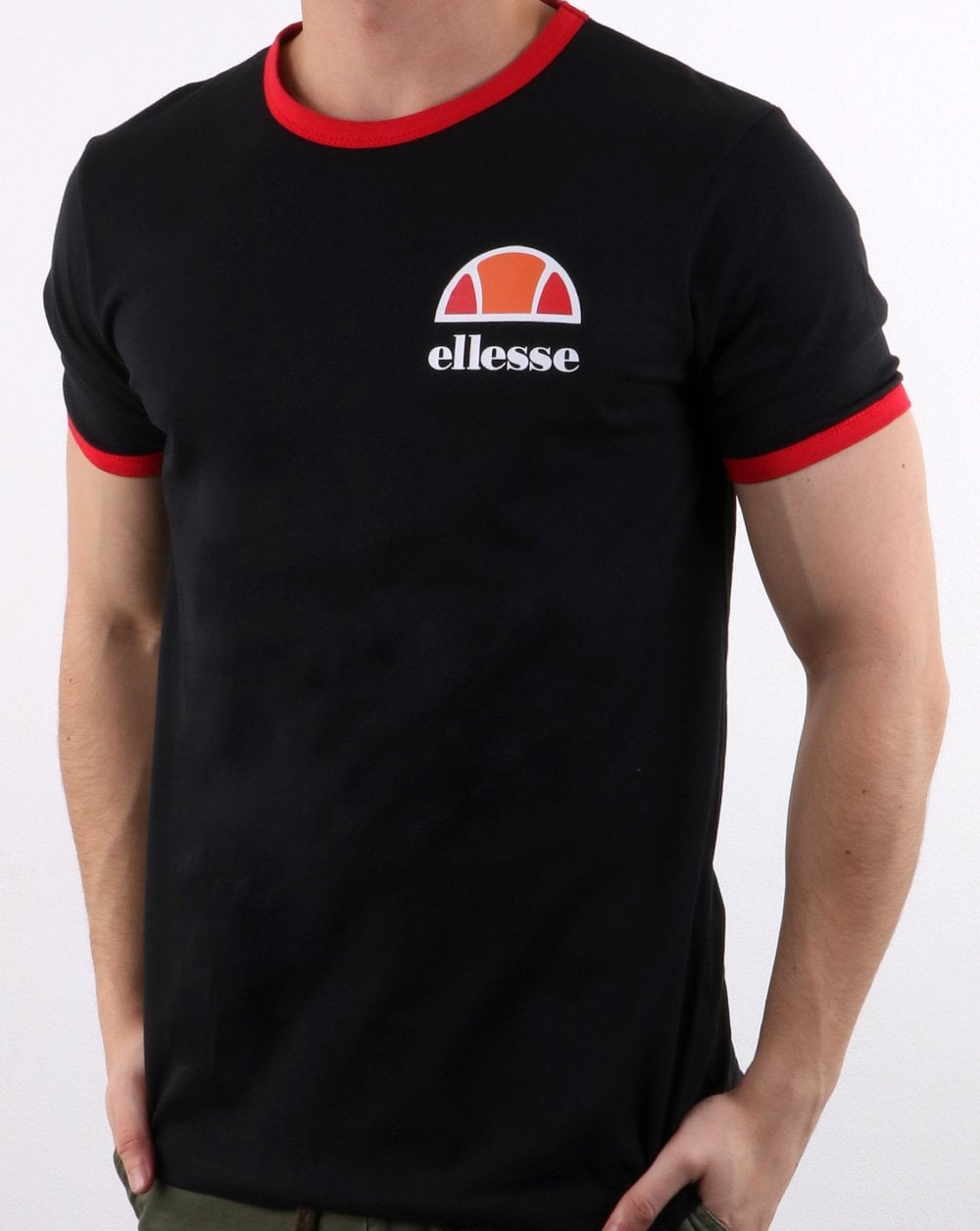 Ellesse Ringer T Shirt Black