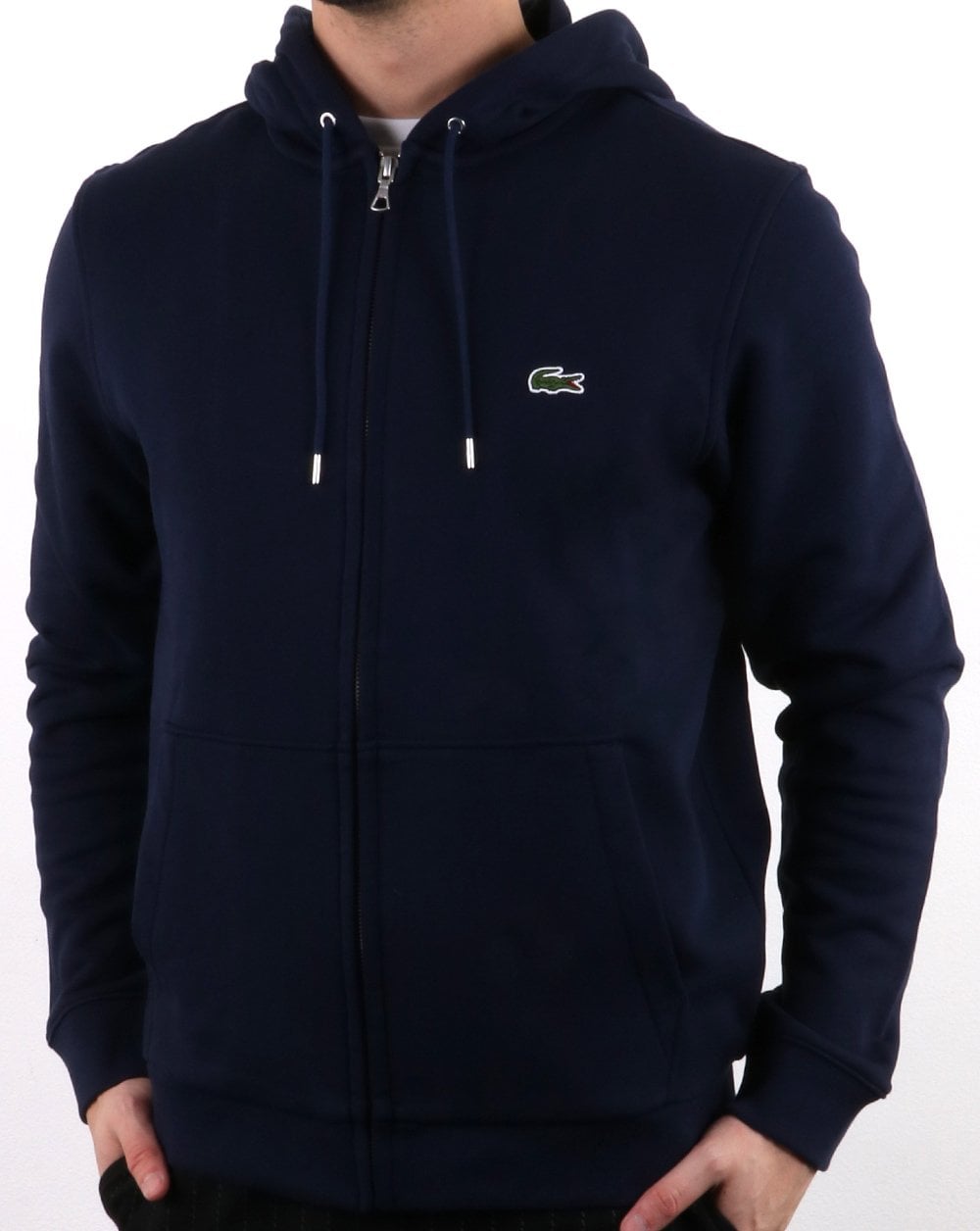 Lacoste Zip Through Hooded Sweatshirt Navy