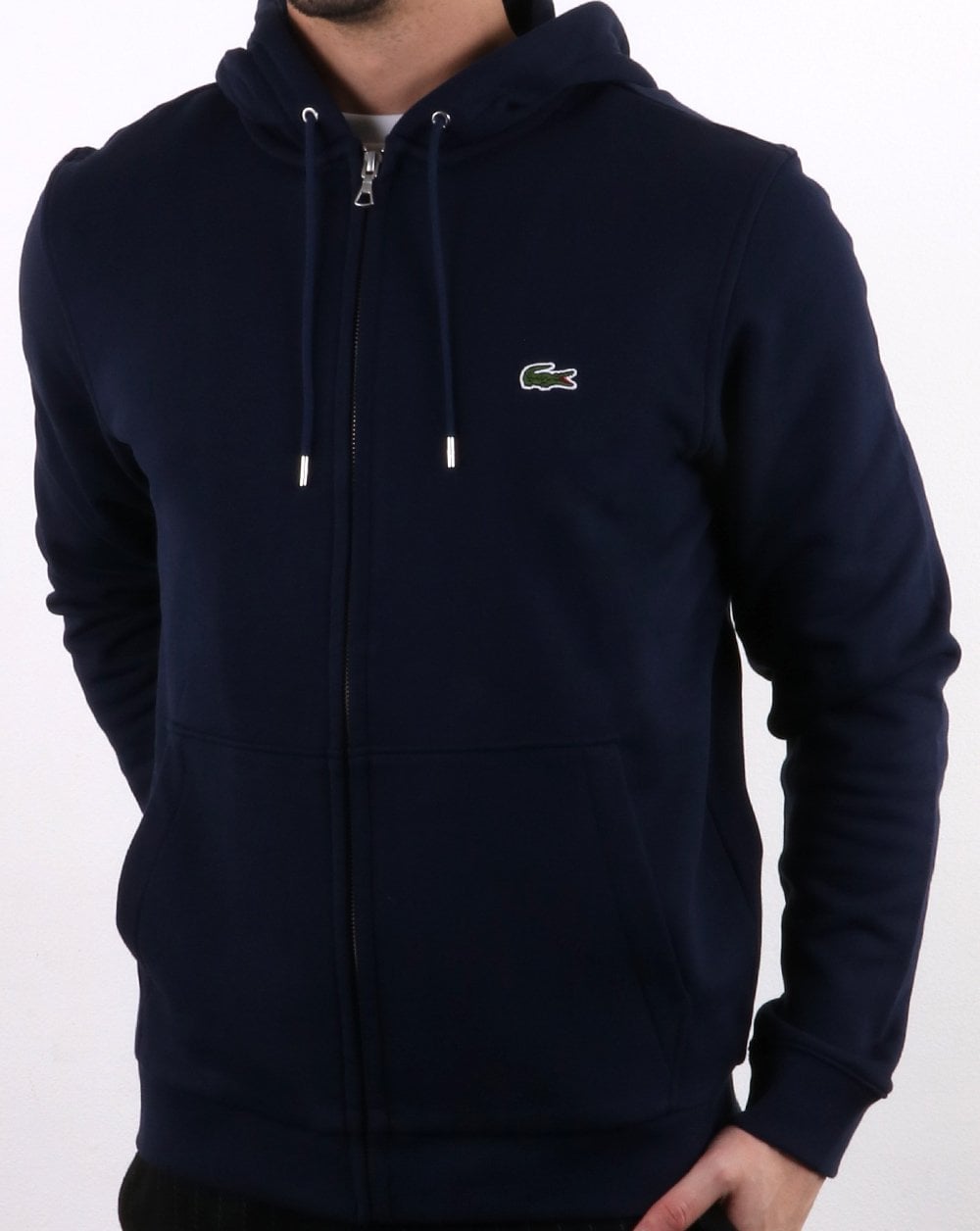 Lacoste Zip Through Hooded Sweatshirt Navy