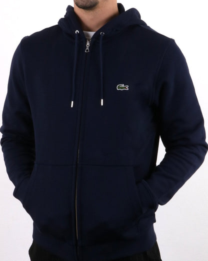Lacoste Zip Through Hooded Sweatshirt Navy