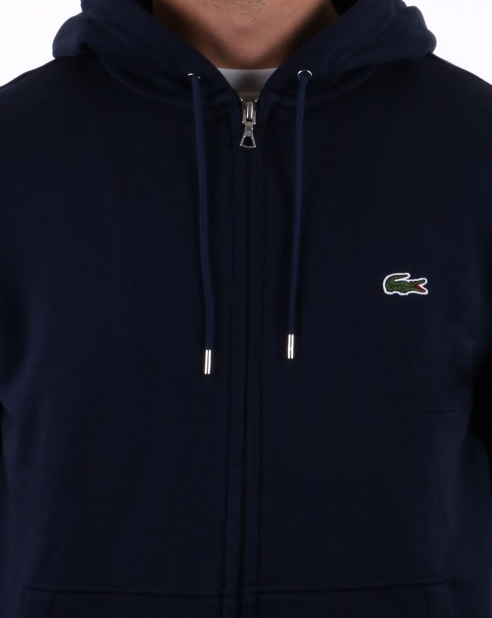 Lacoste Zip Through Hooded Sweatshirt Navy