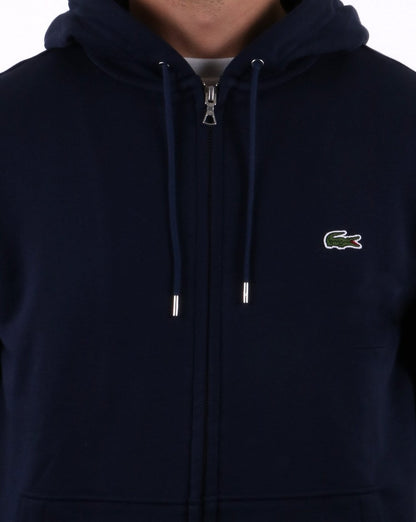 Lacoste Zip Through Hooded Sweatshirt Navy