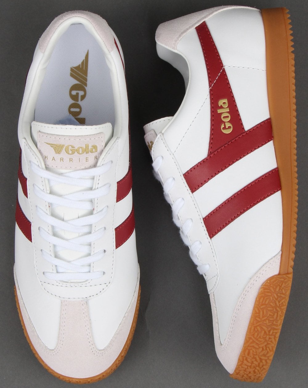 Gola Harrier Leather Trainer White/red