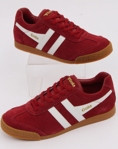 Gola Harrier Suede Trainer Deep Red/White