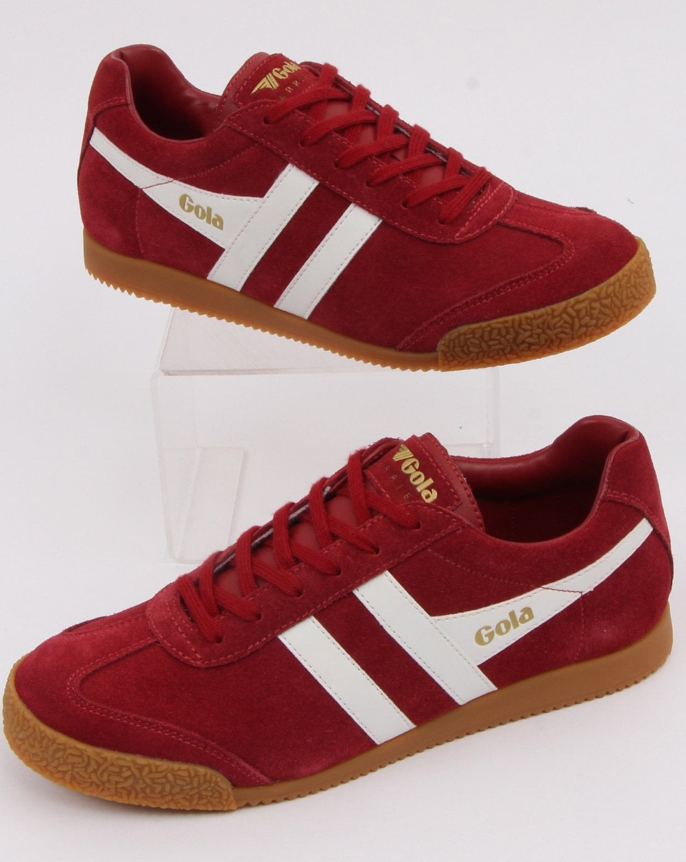 Gola Harrier Suede Trainer Deep Red/White