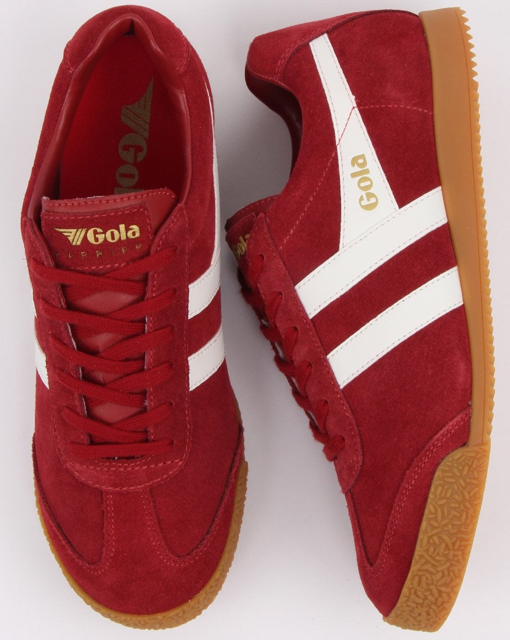 Gola Harrier Suede Trainer Deep Red/White
