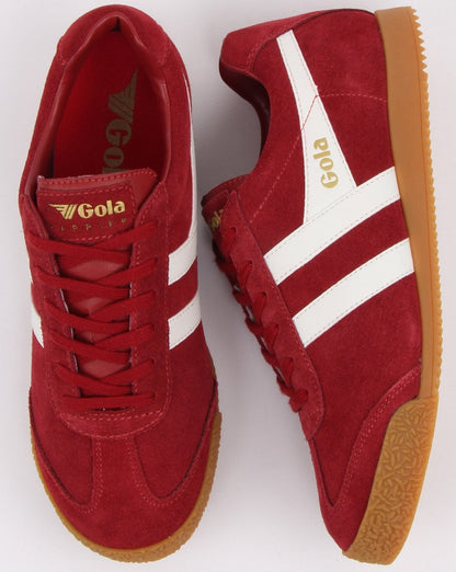 Gola Harrier Suede Trainer Deep Red/White