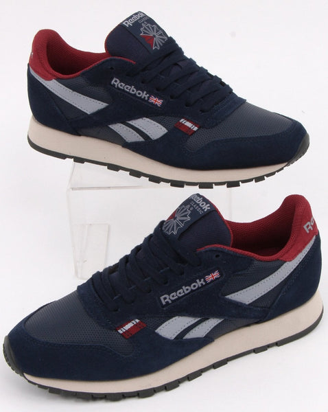Reebok Classic Leather Trainers Navy/red