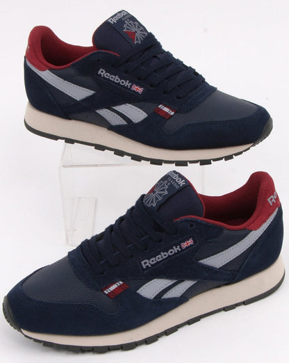 Reebok Classic Leather Trainers Navy/red