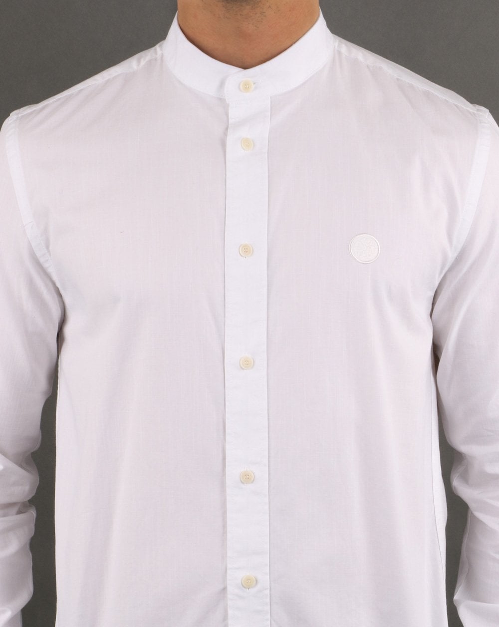 Pretty Green Slim Fit Collarless Shirt White