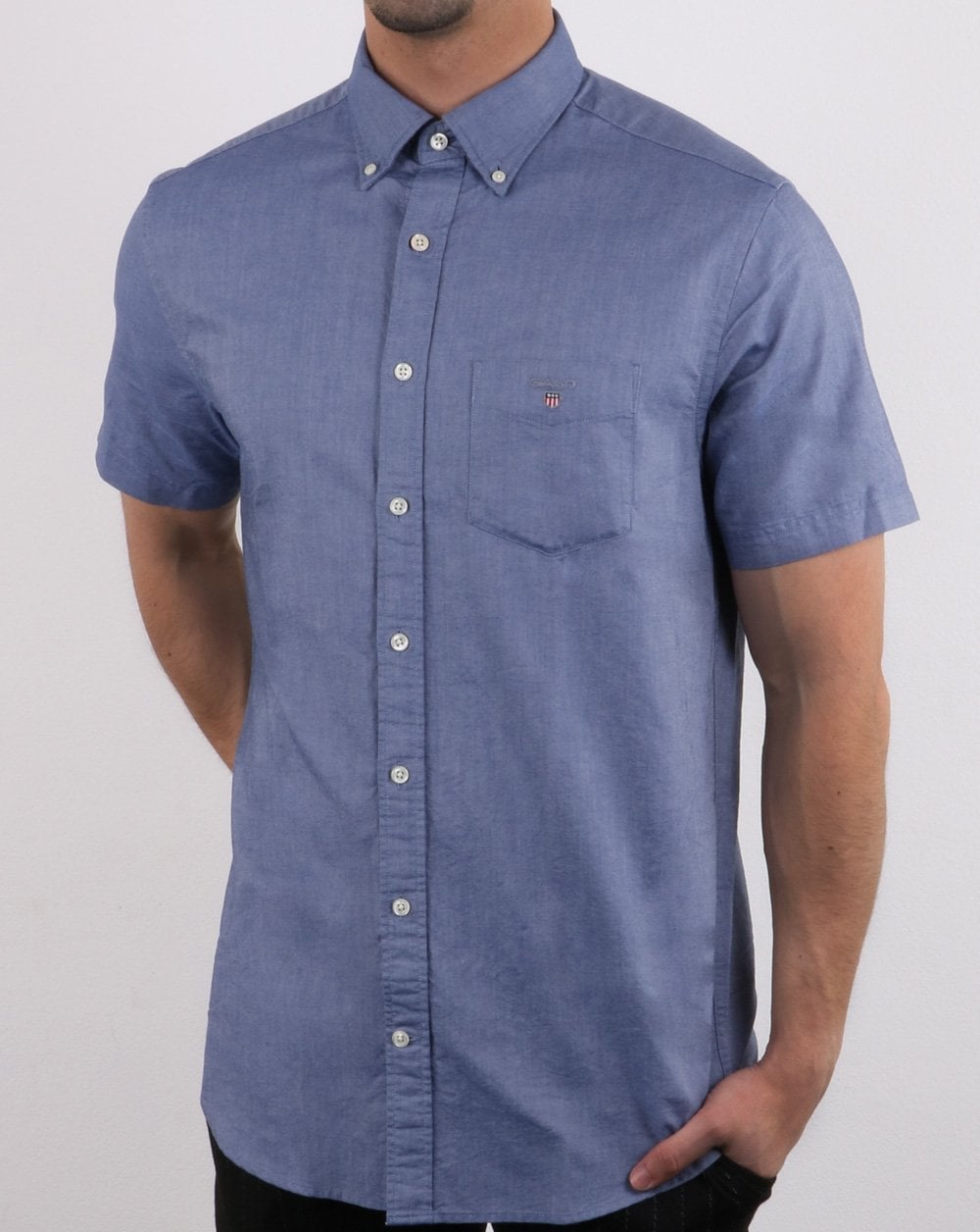 Gant The Oxford Shirt Reg Short Sleeve Shirt Persian Blue
