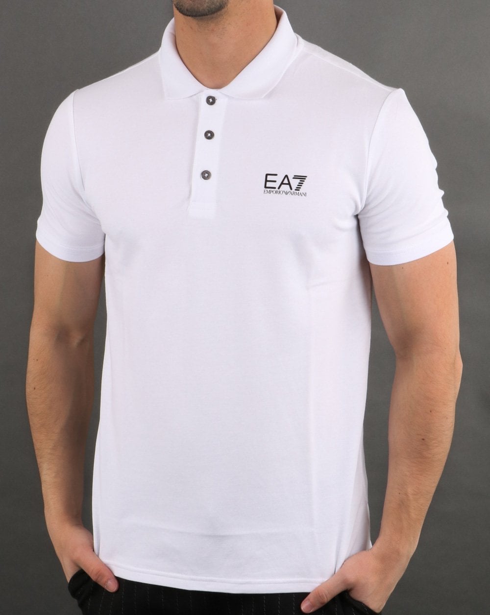 Emporio Armani EA7 Core Logo Pique Polo Shirt White