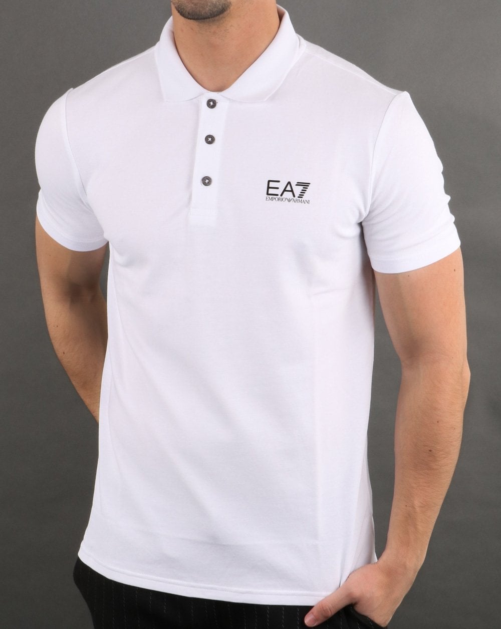 Emporio Armani EA7 Core Logo Pique Polo Shirt White