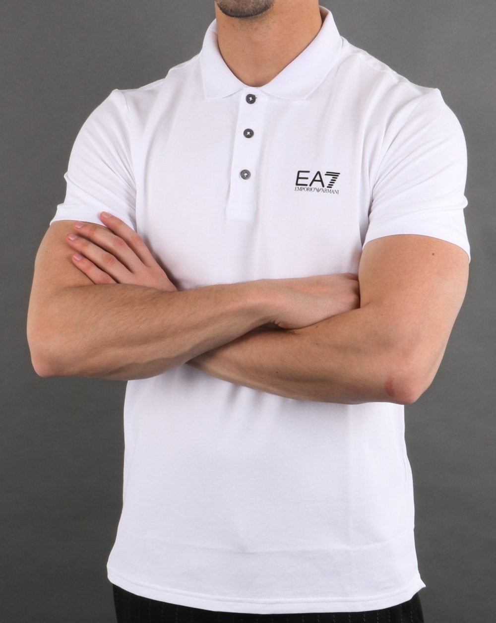 Emporio Armani EA7 Core Logo Pique Polo Shirt White