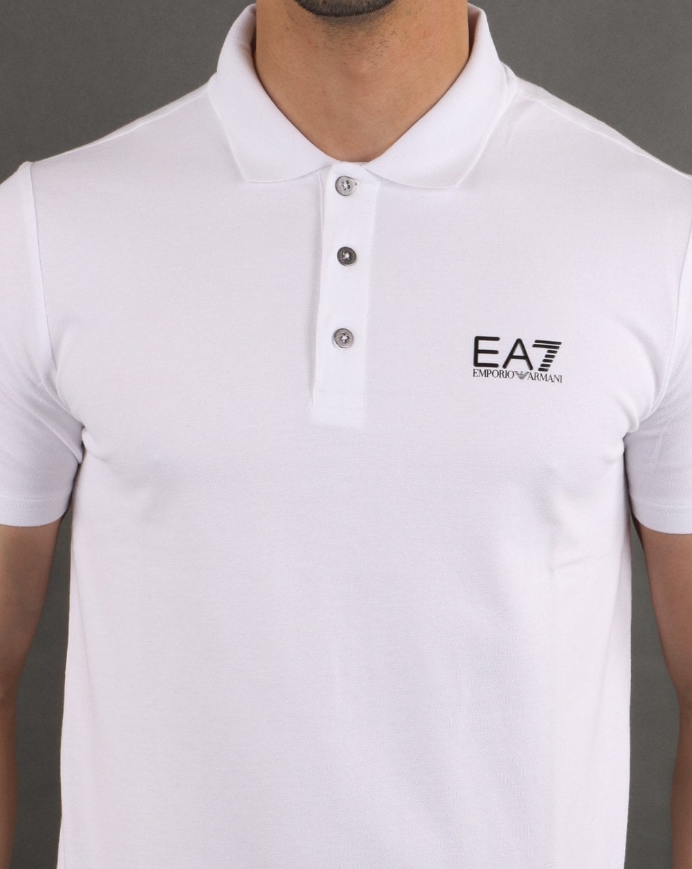 Emporio Armani EA7 Core Logo Pique Polo Shirt White