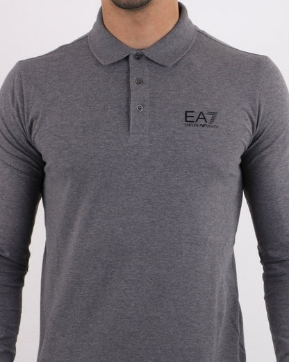 Emporio Armani EA7 Long Sleeve Polo Shirt Dark Grey
