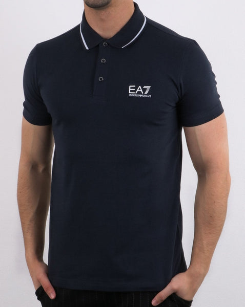 Emporio Armani EA7 Core Logo Tipped Polo Shirt Navy