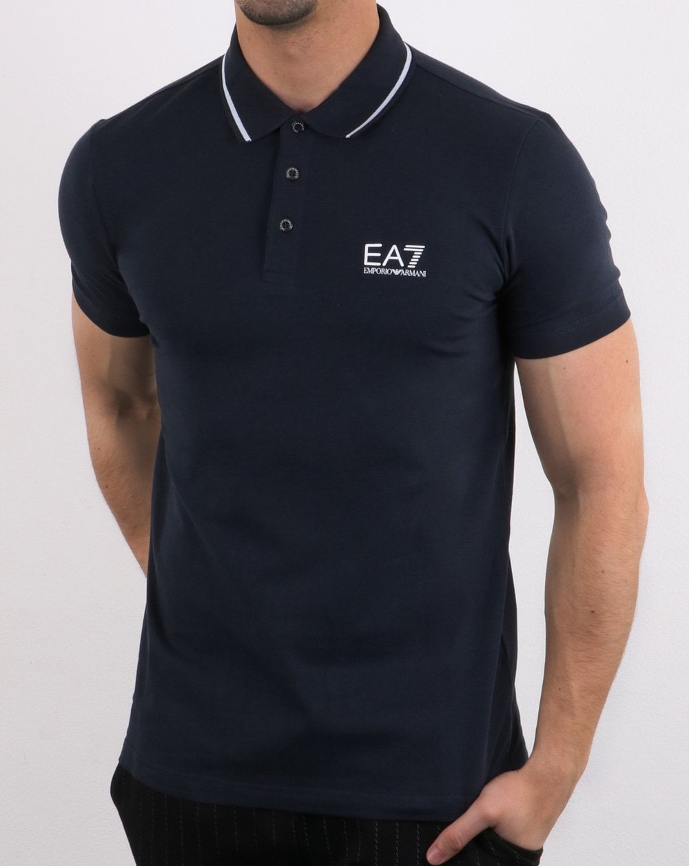 Emporio Armani EA7 Core Logo Tipped Polo Shirt Navy