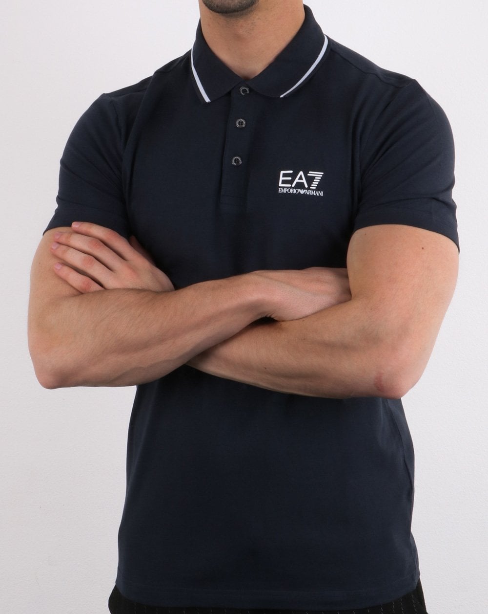 Emporio Armani EA7 Core Logo Tipped Polo Shirt Navy