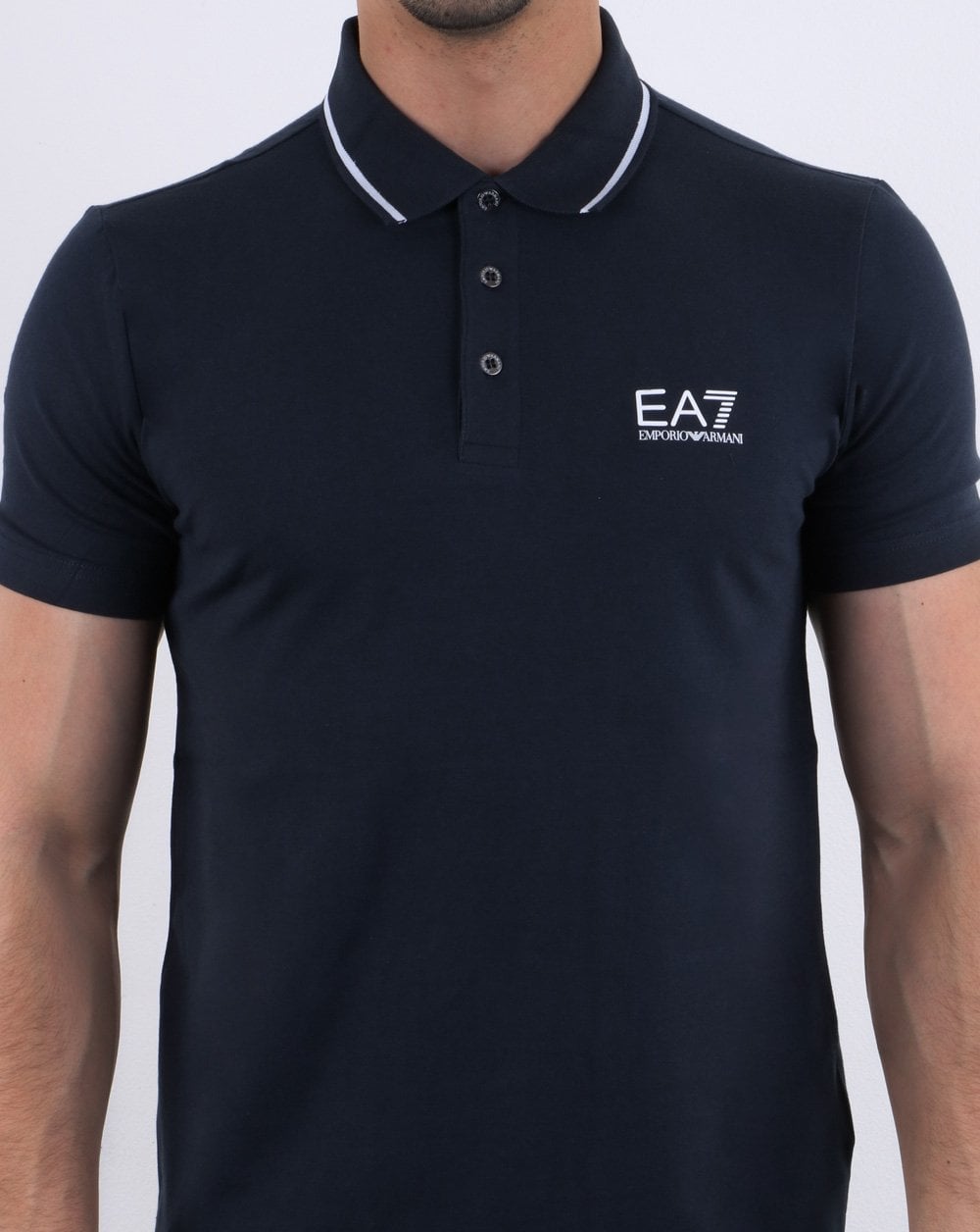 Emporio Armani EA7 Core Logo Tipped Polo Shirt Navy