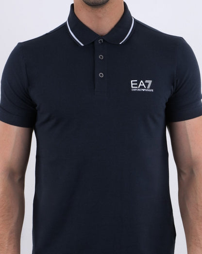 Emporio Armani EA7 Core Logo Tipped Polo Shirt Navy