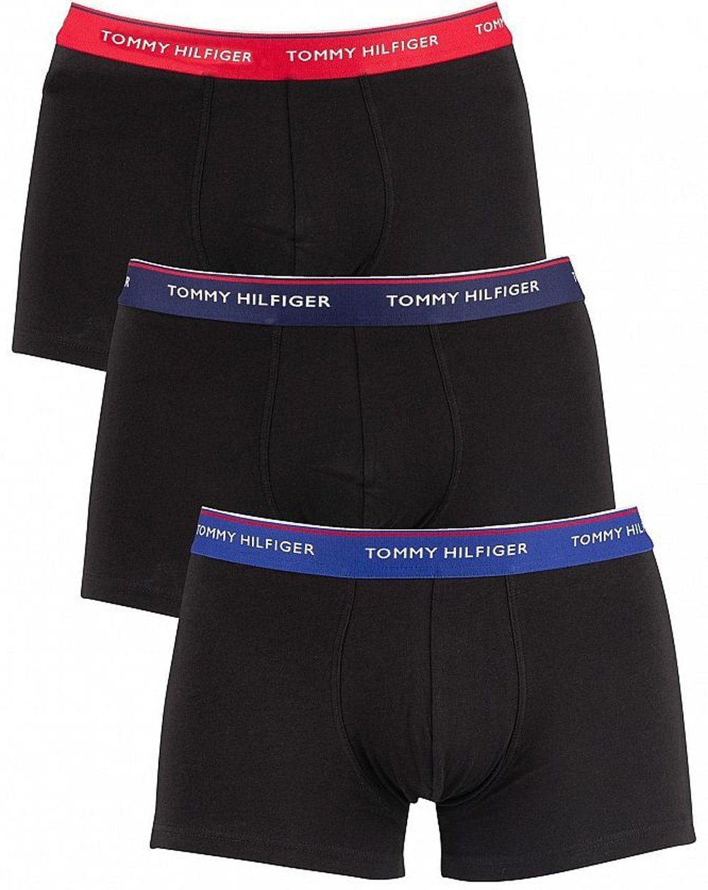 Tommy Hilfiger 3 Pack Boxers Black & Red/Blue Waistband
