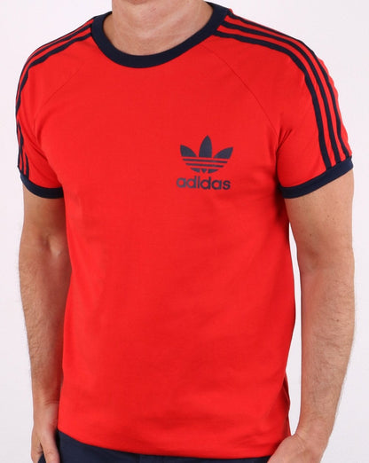 Adidas Originals Retro Trefoil 3 Stripes T-shirt Red