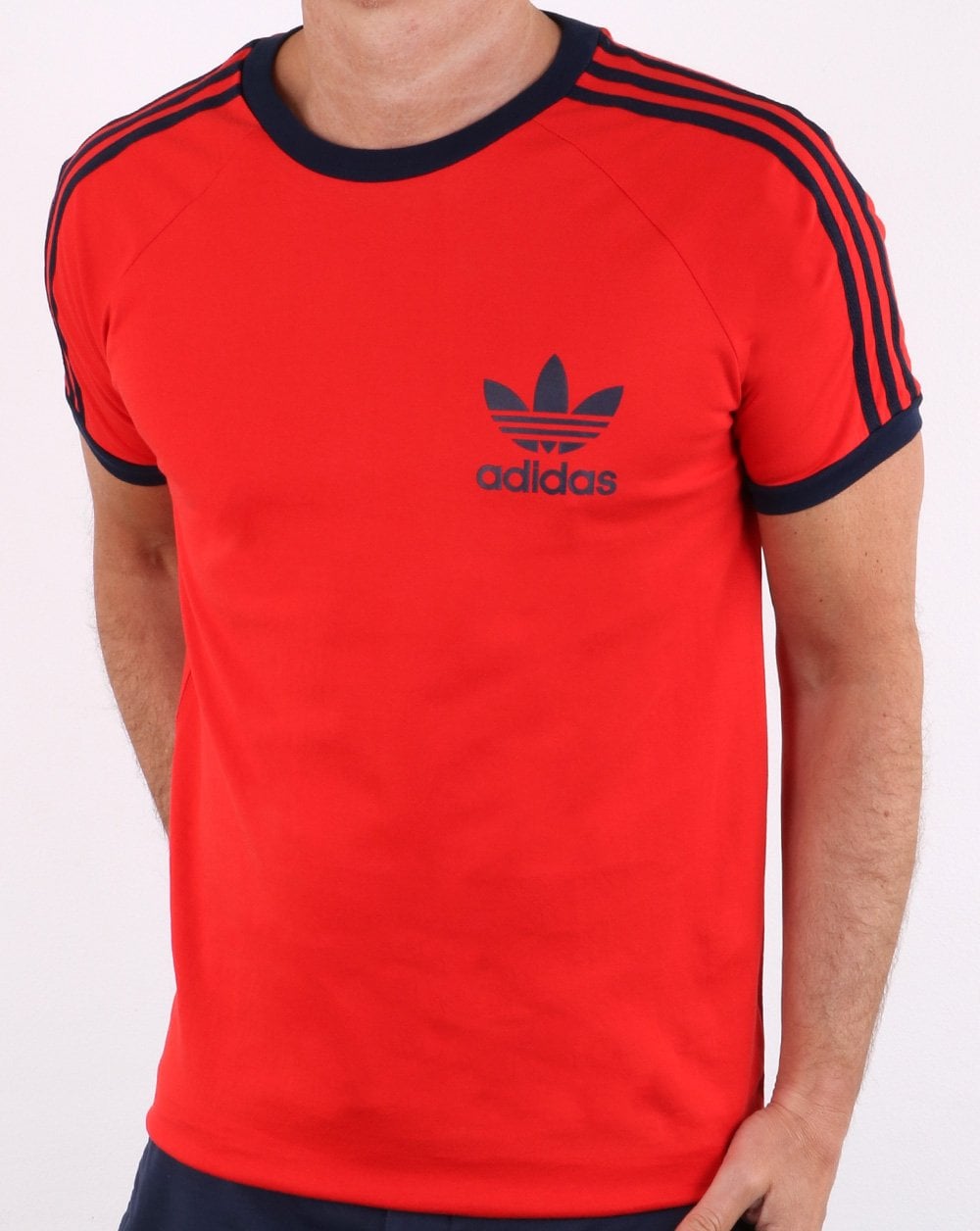 Adidas Originals Retro Trefoil 3 Stripes T-shirt Red