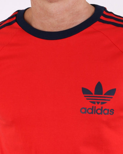 Adidas Originals Retro Trefoil 3 Stripes T-shirt Red