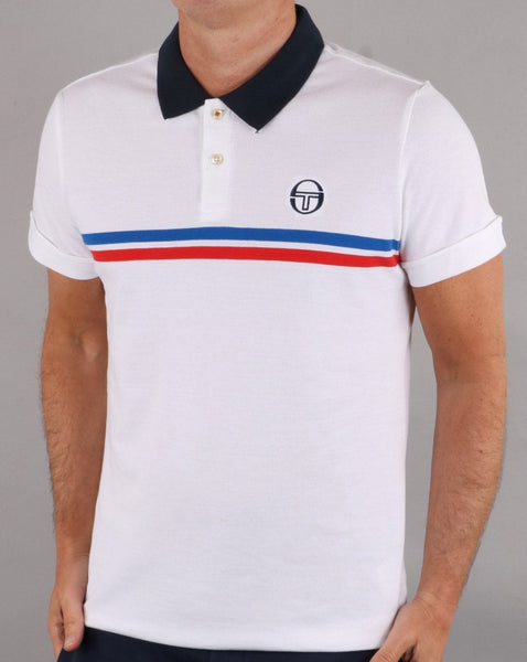 Sergio Tacchini Supermac Polo Shirt White/Royal/Red