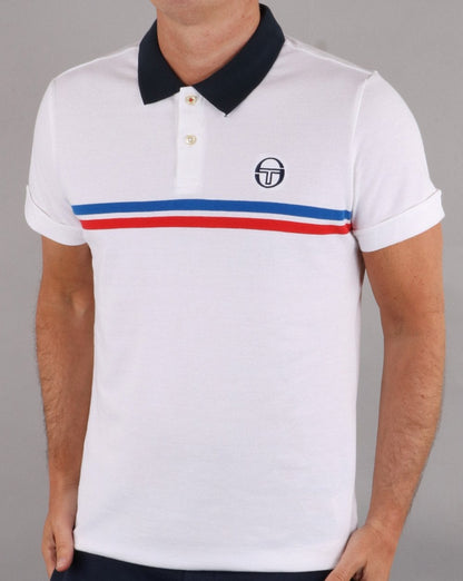 Sergio Tacchini Supermac Polo Shirt White/Royal/Red