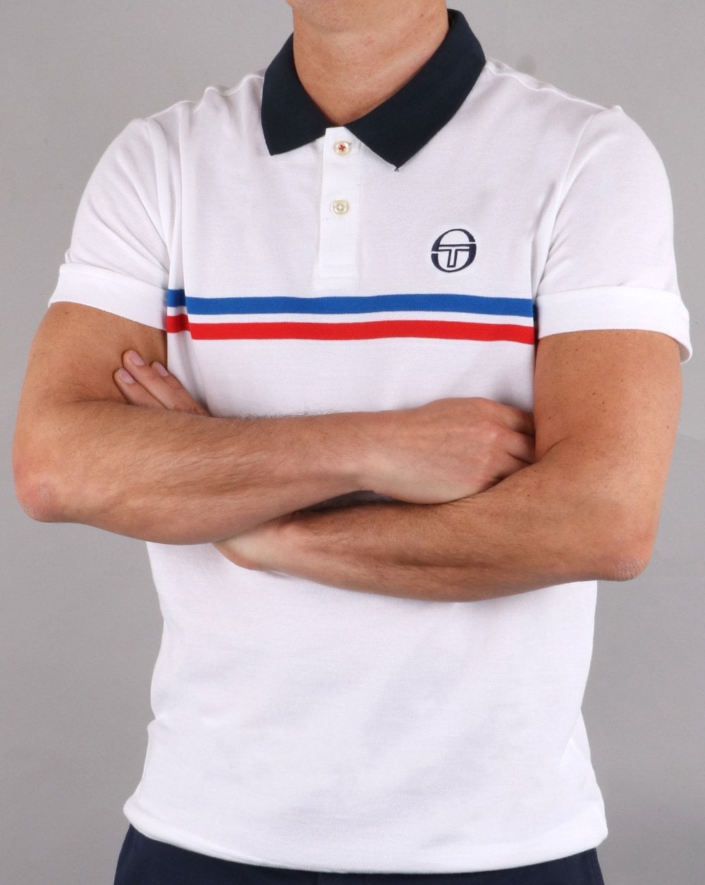 Sergio Tacchini Supermac Polo Shirt White/Royal/Red