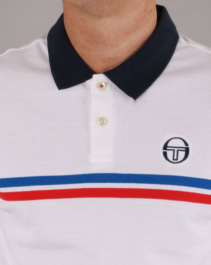 Sergio Tacchini Supermac Polo Shirt White/Royal/Red