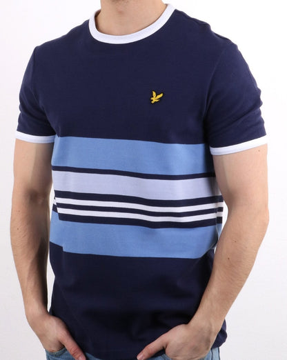 Lyle And Scott Pique Stripe Ringer T-shirt Navy