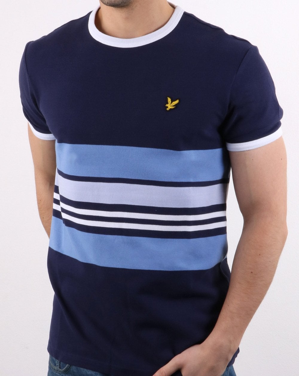 Lyle And Scott Pique Stripe Ringer T-shirt Navy