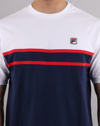 Fila Vintage Split striped T Shirt Navy/white/red