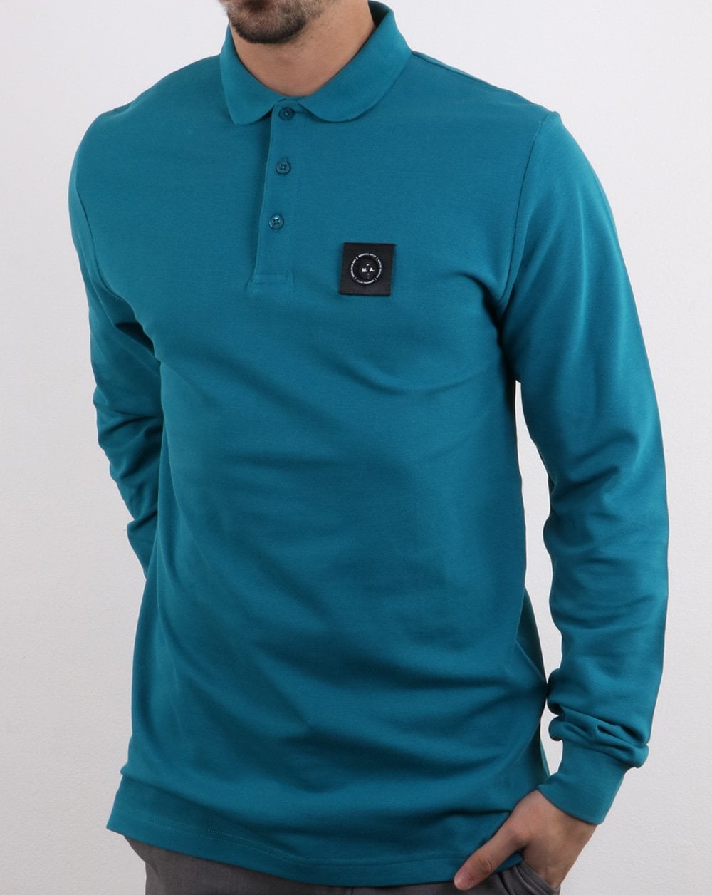 Marshall Artist Long Sleeve Polo Shirt Teal