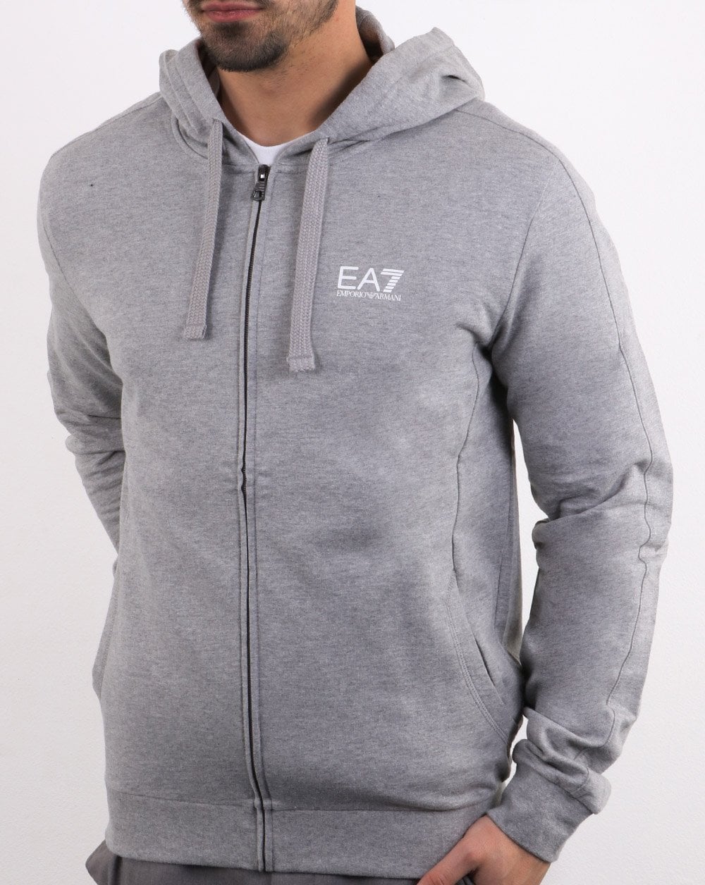 Emporio Armani EA7 Core Logo Zip Hooded Sweat Grey