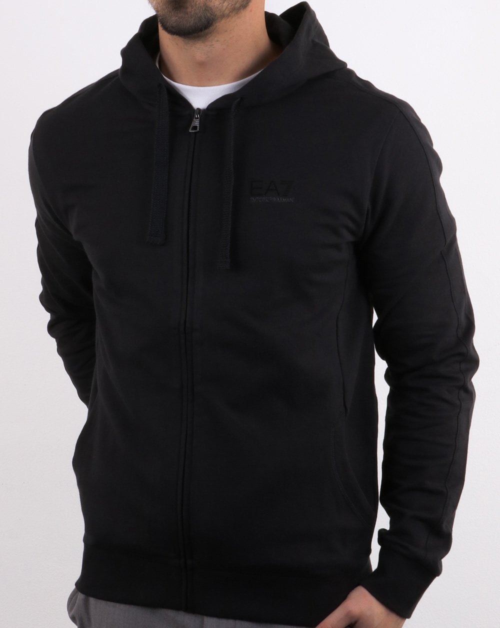 Emporio Armani EA7 Core Logo Full Zip Hooded Sweat Black