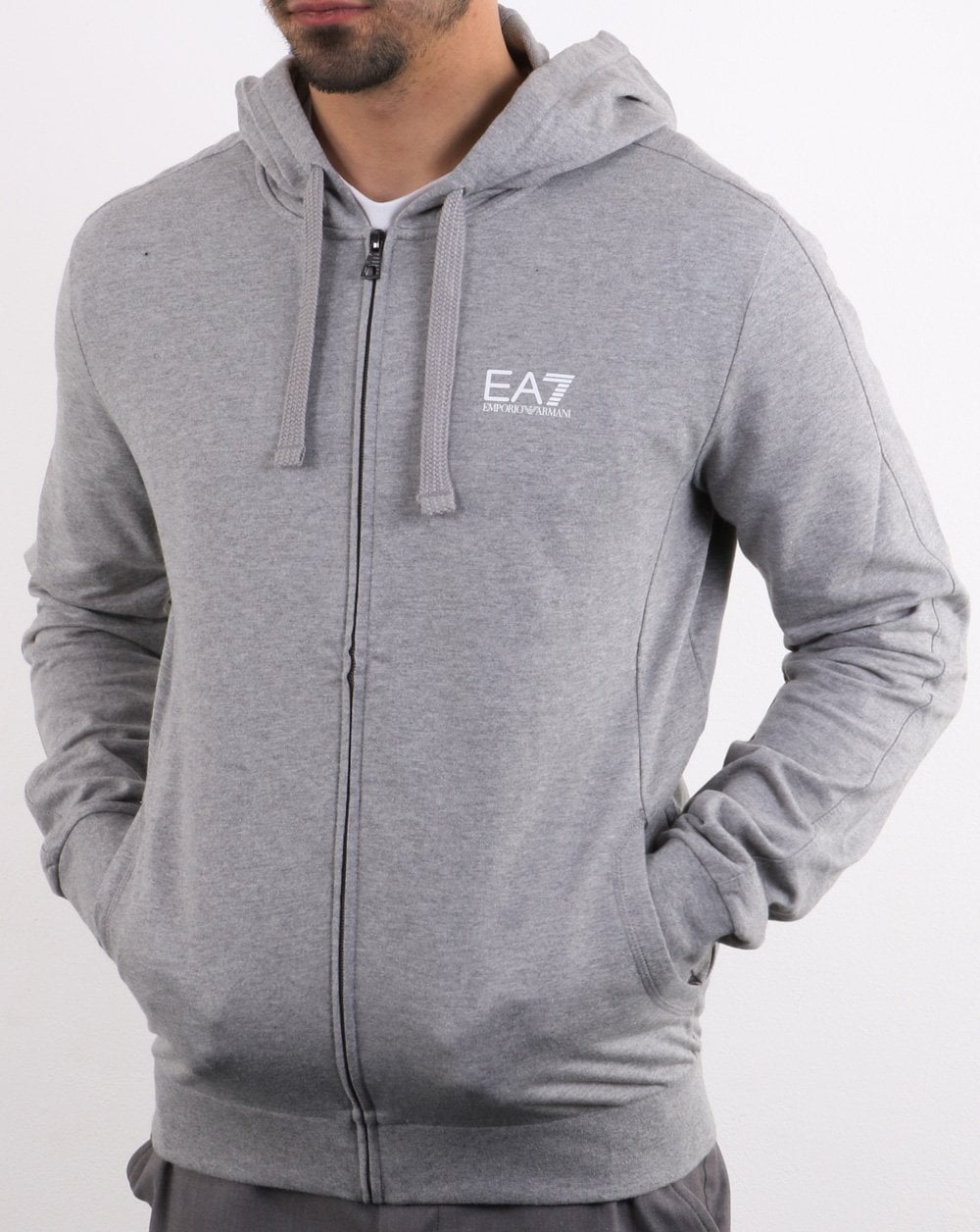 Emporio Armani EA7 Core Logo Zip Hooded Sweat Grey